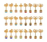 Baluue 12 Paires de Boucles D’Oreilles à Puces 18K Or Cristaux Colorés 4 MM Bijoux Légers pour Oreilles Percées Accessoires Simples et Élégants pour Femmes et Hommes