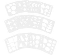 Baluue 12 Pochoirs de Formes Géométriques en Plastique Réutilisables Modèles D’étoiles Fleurs pour Dessin Créatif, Loisirs Artistiques et Peinture la Craie, Kit Éducatif pour Garçon