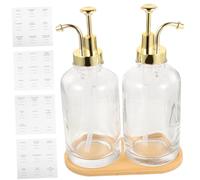 Baluue 1ensemble Bouteille De Distributeur De Sirop Verre Avec Pompe De Accessoires Pour Bar à Café Pratique Pour Miel Confitures Et Assaisonnements Transparent Avec Étiquettes Et