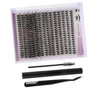 Baluue 1ensembles Kit De Faux Cils Touffes Avec Pince à Épiler Incurvée Brosse Et Extensions Individuelles Pour Maquillage Facile