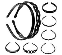 Baluue 2 Ensembles 8 Pièces Bandeau Simple Accessoire De Cheveux Pour Femmes Cerceaux De Cheveux Pressés Bandeau De Sport Bandeaux Filles Cerceau De Cheveux Pour Hommes Noir Unisexe Black