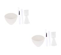 Baluue 2 Ensembles Bol De Masque En Silicone Outils D'agitation De Masque De Beauté Bol De Masque De Salon De Beauté Trousse De Soins Du Visage Kit De Maquillage Diy Blanche Gel De Silice