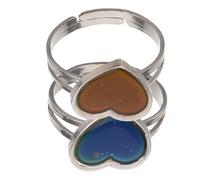 Baluue 2 pièces Bague Mood Changeante Ajustable pour Femmes et Adolescentes Anneau Ouvert Cœur Accessoire Mode Révélant Émotion Lot
