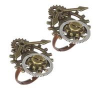 Baluue 2 Pièces Bague Steampunk Design Horloge Vintage et Engrenage Créatif Bague Fine pour Hommes et Femmes Décoration Phalange Originale