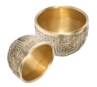 Baluue 2 pièces Bol Laiton Doré Décoratif Bassin de Richesse pour Bureau et Maison Ornement Stable à Surface Lisse Décoration de Bureau Feng Shui Apportant et Prospérité