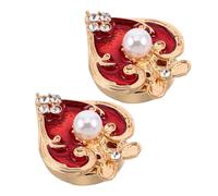 Baluue 2 Pièces Cache-boutons Vintage en Alliage Rouge de Cœur, Élégants et Confortables pour Chemisiers Féminins, pour Mariage et Tenue Raffinée