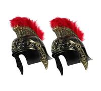 Baluue 2 pièces Casque Soldat Romain Grec avec Plume Lion Casque Légèrement Portable pour Cosplay Représentations Historiques et Festivals