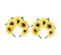 Baluue 2 Pièces Cerceau De Cheveux De Fête Hawaïenne Coiffe Photo Bande De Cheveux Fleur Cotillons Luau Couvre-chef De Tournesol Cerceau à Cheveux Fleuri Fleur De Cheveux Hawaïen Yellow