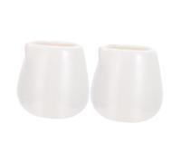 Baluue 2 pièces Cruche à Lait Céramique Blanche Sans Anse Pichet Sauce et Tasse Déjeuner Surface Lisse Facile à Nettoyer Usage Domestique et Professionnel