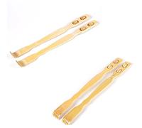 Baluue 2 Pièces Gratte-dos en Bambou Multifonctionnel Double Rouleau, Masseur Manuel Portable pour Épaules et Genoux, Rangement Déplacements