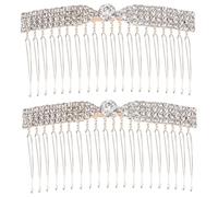 Baluue 2 Pièces peigne à cheveux casque en strass coup de peigne pinces à cheveux coiffantes pince à cheveux frange peigne latéral pour mariage pince cheveux coiffe en strass