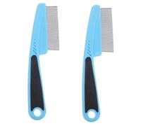 Baluue 2 Pièces Peigne à Dents Fines En Acier Inoxydable Animal De Compagnie Peigne De Coupe Coiffant Fin De Tondeuse De Coiffeur s Pour Cuir Chevelu Plastique Blue