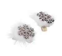 Baluue 2 pièces Plush Snowflake Hair Clips Sparkly Winter Hairpins For Christmas Party Wedding Accessories