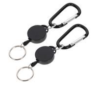Baluue 2 Pièces Porte-badge Rétractable Noir Porte-clés Multifonction Extensible Support Étiquette Nom Portable pour Infirmières et Accessoires Badge