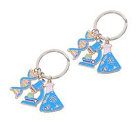 Baluue 2 Pièces Porte-clés Accessoire Éducatif et Charmant Microscope Double Hélice en Alliage de Zinc Bleu Présent Original pour Laboratoire pour Remise de Diplôme Scientifique