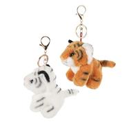 Baluue 2 pièces Porte Clés Tigre Peluche Kawaii Jouets Peluche pour Sac à Dos Décoration pour Danniversaire Sacs à Surprises et Accessoires Scolaires