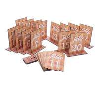 Baluue 20 pièces Lot Numéros de Table Bois avec Support Cartes de Placement pour Mariage Fête Noces Décoration Rustique et Facile à Installer