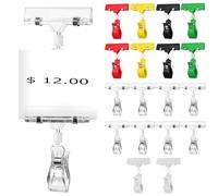 Baluue 20 pièces Pack de Clips Porte-étiquettes Double Face Multicolores avec Fixation Sécurisée pour Présentoirs et Rayons Magasin Retail