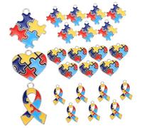 Baluue 24 pièces Breloques Pendentifs Puzzle Autiste Alliage DIY pour Fabrication de Bijoux Créatifs et Original