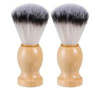 Baluue 2pièces Brosse à Barbe Blaireau Lot Manche Bois Pinceau De Rasage pour Hommes Outil De Rasage pour Barbier Et Salon De Coiffure
