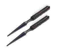 Baluue 2pièces Brosse à Perruque Professionnelle Avec Poignée Pointue Pour Extensions De Cheveux Brosse Démêlante Noire Et