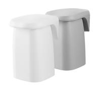 Baluue 2pièces Gobelets Muraux Magnétiques pour Rinçage De Cups De Brossage à Dents Antidérapants Accessoires De Salle De Bain Macaron Blanc Et Gris