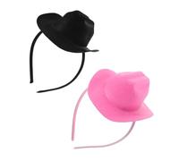 Baluue 2pièces Mini Cowboy Hat Headbands Western Theme Cowgirl Costume Headpieces for Women and Girls Stylish Party Hair Accessories for Halloween and Holiday Events