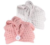 Baluue 2pièces Serviette Turban Microfibre Pour Cheveux Humides De Bonnets De Séchage Rapide Lotus Absorption Optimale Et Confortable Pour Cheveux Bouclés Et