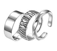 Baluue 3 pièces Bague Homme Style Rétro Ouvert Anneaux Larges Punk Bijoux Esthétique Masculin Cadeau Fête