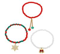 Baluue 3 pièces Bracelets Perles de avec Breloques et Confortables Décorations Festives pour Femmes et Lot