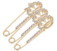 Baluue 3 Pièces Épingle à Pull Couronne en Alliage de Zinc Cristal Or, Broche Chic pour Femmes, Accessoire Délicat Vie Quotidienne Fêtes