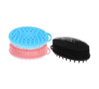 Baluue 3 Pièces gommage exfoliant visage brosse de massage du cuir chevelu pinceau facial à double face épurateur de corps en silicone instrument de lavage du visage Gel de silice