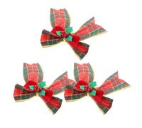 Baluue 3 Pièces Nœuds de Noël Rouges en Polyester avec Clochettes, Décoration Élégante et Rustique pour Sapin, Installation Facile, pour Portes et Créations DIY Pendant les Fêtes