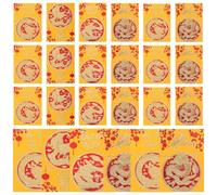 Baluue 30 Enveloppes Rouges du Nouvel An Chinois en Papier Format Moyen 6 Pièces par Pack Lot de 5 Packs Motifs Aléatoires pour Célébration de L’Année du Dragon 2024