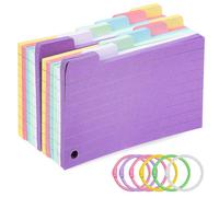 Baluue 300 Feuilles Fiches Bristol Lignées avec 6 Anneaux en Fer Robustes, Papier pour Prise de Notes et Étude, Cartes Mémoire Pré-perforées Pratiques Couleur Aléatoire
