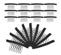 Baluue 35 Pièces Peigne à 7 Dents Design Plat pour Fixation de Postiche en Acier Inoxydable Noir pour Éviter le Glissement, Adapté la Fabrication Port Quotidien de Perruques