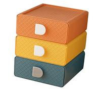 Baluue 3pièces Boîte De Rangement De Bureau à Tirage Manuel Orange Jaune Mangue Bleu Organisateur De Bureau Pratique Pour Et Papeterie