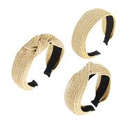 Baluue 3pièces Large Raffia Knot Cross Hair Band Accessoires De Coiffure Coréens Style Décontracté