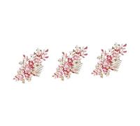 Baluue 3pièces Peigne à Cheveux Perles Pour Mariage Accessoire Floral Pour Mariée Peigne Décoratif Avec Roses Colorées Pour Coiffure De Noces Fêtes Et Occasions Spéciales