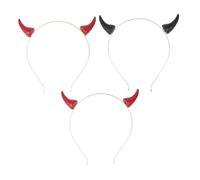 Baluue 3pièces Serre-tête Diable pour Cheveux Bandeau Brillant pour Halloween Accessoires de Coiffure