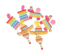 Baluue 4 paires Boucles Oreilles Pendantes Acrylique Mexicaines Légères pour Femme Accessoires Décorations Fête Costume Fiesta