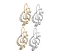 Baluue 4 pièces Broche Musicale Élégante Alliage avec Cristaux Épingle à Notes de Musique pour Femmes et Hommes Accessoire Polyvalent pour Concerts Mariages et Événements Formels