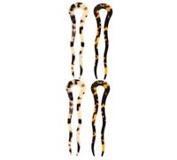 Baluue 4 Pièces Épingle à Cheveux En Forme De u Tresser Ondulé u Pin Floral Bâtons Ondulés Poignées Bâtons De Cheveux Français Bobby Marron Épingle à Chignon Tresses Tu Feuille D'acétate