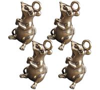 Baluue 4 Pièces Lot de Porte-clés Décoratifs Laiton Forme Souris Pendentifs Stylisés pour Décoration de Bureau et Ornement Feng Shui