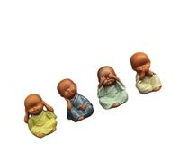 Baluue 4 pièces Ornements Zen Petits Moines Décorations de Bureau et Maison Sculptures Artisanales Décoratives Multifonctions