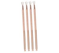 Baluue 4 Pièces Outil Manucure Poussoir Cuticules Acier Inoxydable Triangle Éplucheur Vernis Scraper Nail Art pour Salon Beauté et Pédicure Rose Doré