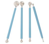 Baluue 4 pièces Outils de Sculpture Céramique Acier Inoxydable Stylet à Boules pour Modelage Argile Kit Réutilisables pour Poterie et Pâte à Modeler Double Embout Multifonction pour