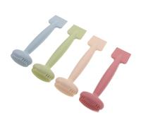 Baluue 4 Pièces Pinceaux Silicone Double-embout pour Masque Facial Assorties Matcha Crème Rose Bleu Applicateur et Exfoliateur Doux pour Soins Peau et Nettoyage Précis