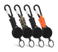 Baluue 4 pièces Porte-clés Rétractable Heavy Duty avec Mousqueton Robuste Enrouleur Fil Télescopique Set Multicolores pour Alpinisme Randonnée et Trousseau Clés Sécurisé