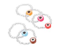 Baluue 5 Pièces Bagues Perles Œil Maléfique Colorées pour Filles Accessoires Doigts Résistants pour Fêtes Cosplay et Usage Quotidien